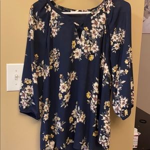 Navy floral blouse